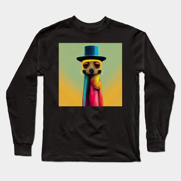 colourful meerkat Long Sleeve T-Shirt by heartyARTworks